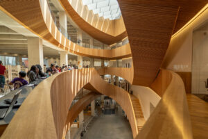 Calgary Central Library opened in 2018 in Calgary, Alberta, as a $245 million, 240,000-square-foot public building designed by Snøhetta and DIALOG. The project achieved LEED Gold certification through energy- and resource-efficiency measures including high-performance glazing, solar shading, efficient mechanical systems, stormwater collection for irrigation and FSC-certified wood. It delivers more than 26% energy cost savings, reduces indoor water use by 30%, and diverted more than 79% of construction waste from landfill.