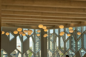Calgary Central Library opened in 2018 in Calgary, Alberta, as a $245 million, 240,000-square-foot public building designed by Snøhetta and DIALOG. The project achieved LEED Gold certification through energy- and resource-efficiency measures including high-performance glazing, solar shading, efficient mechanical systems, stormwater collection for irrigation and FSC-certified wood. It delivers more than 26% energy cost savings, reduces indoor water use by 30%, and diverted more than 79% of construction waste from landfill.