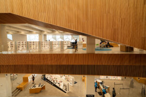 Calgary Central Library opened in 2018 in Calgary, Alberta, as a $245 million, 240,000-square-foot public building designed by Snøhetta and DIALOG. The project achieved LEED Gold certification through energy- and resource-efficiency measures including high-performance glazing, solar shading, efficient mechanical systems, stormwater collection for irrigation and FSC-certified wood. It delivers more than 26% energy cost savings, reduces indoor water use by 30%, and diverted more than 79% of construction waste from landfill.